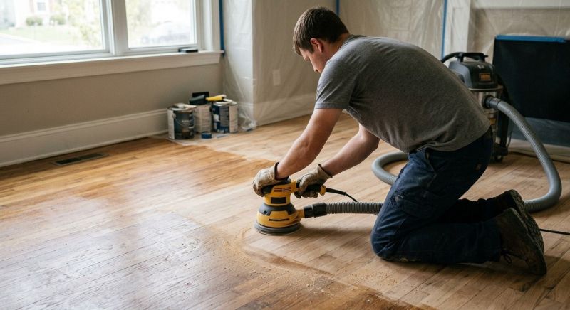 Our team working on Wood Floor Service projects in Lewes, DE